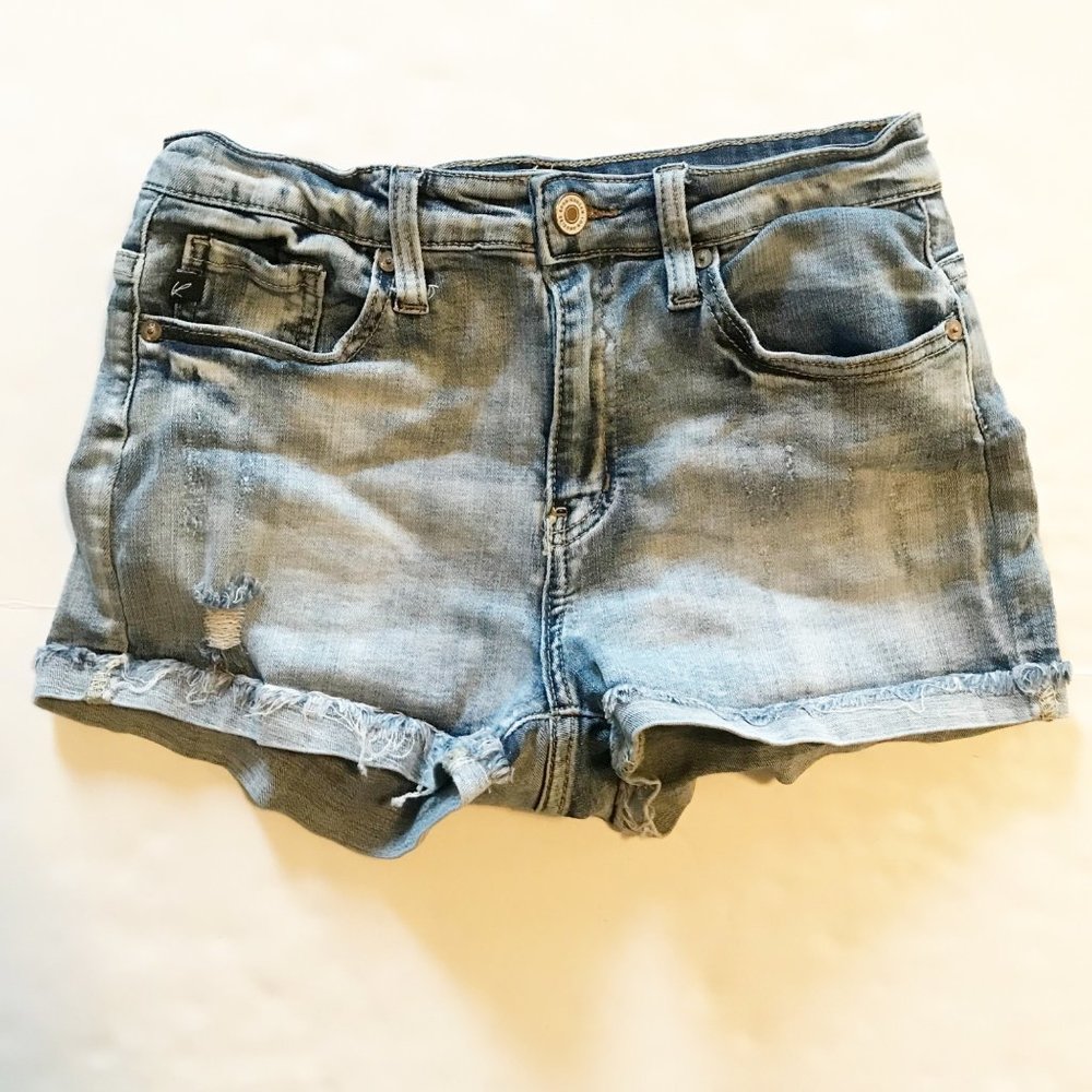 KANCAN Denim Distressed Cuffed Shorts Womens Medium 26